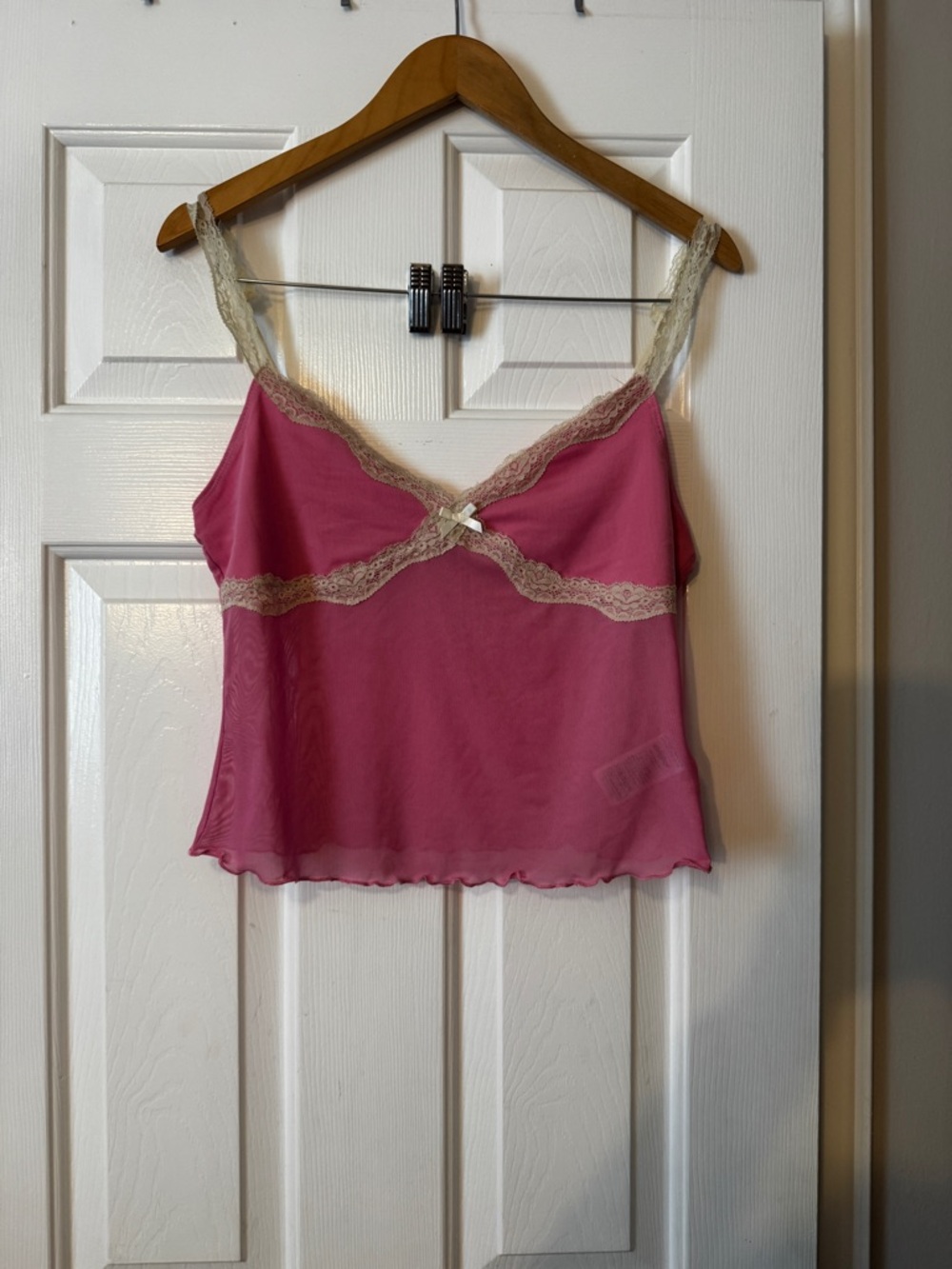 Edikted Pink Mesh Y2K Inspired Lace Strap Tank Top Size Large